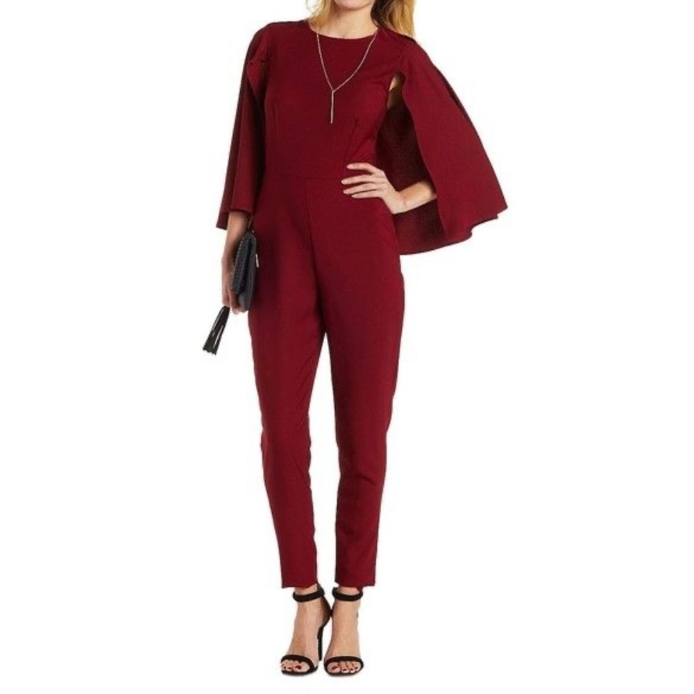 Charlotte Russe Dark Red Cape Jumpsuit Size M